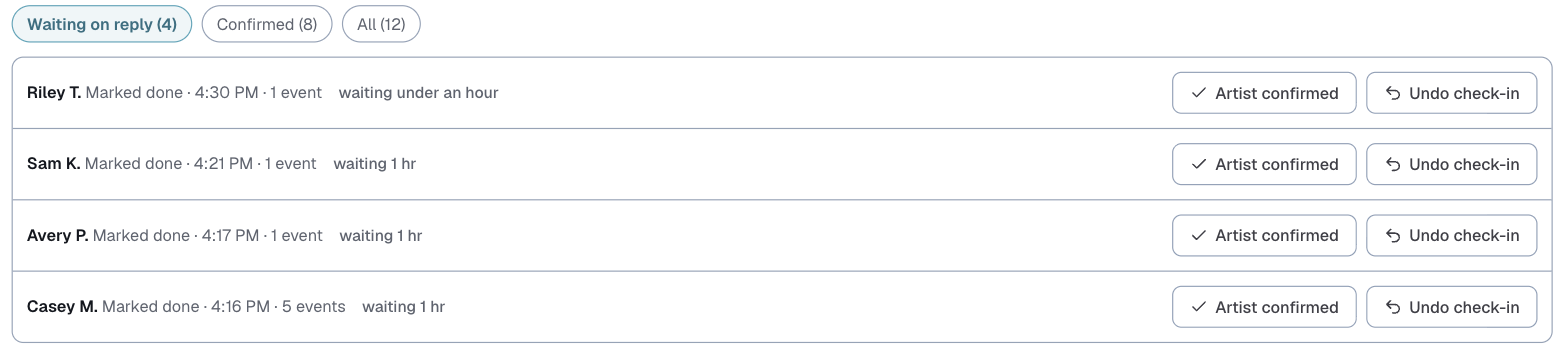 Sent this week, showing the Waiting on reply list