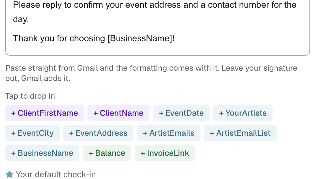 the placeholders under the editor