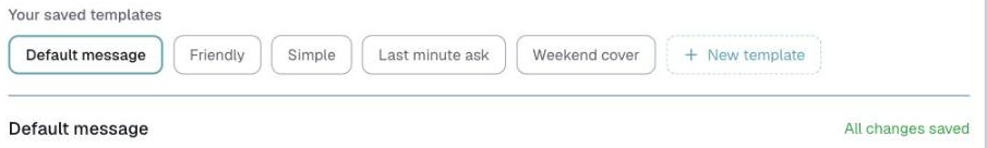 Customize → Contact, the Default message chip selected