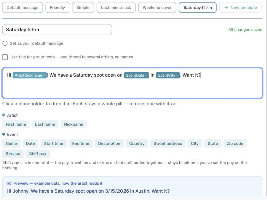 Customize → Contact, writing a new template