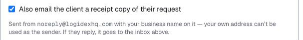 Customize, Booking Form, the client receipt section