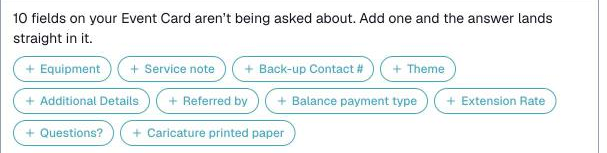 Customize, Booking Form, the unasked fields row