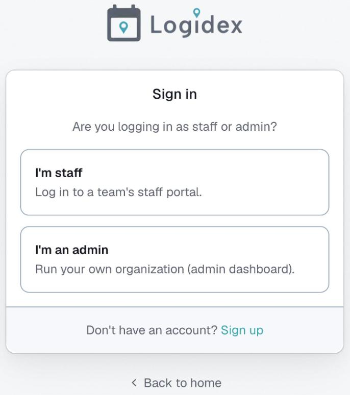 the sign-in page showing the two buttons