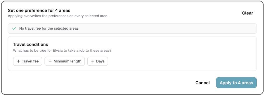 the Set one preference panel with its Apply button